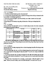Đề thi hsg lớp 8 cấp huyện môn Sinh học - Năm học 2021-2022 - Nguyễn Hồng Đàn